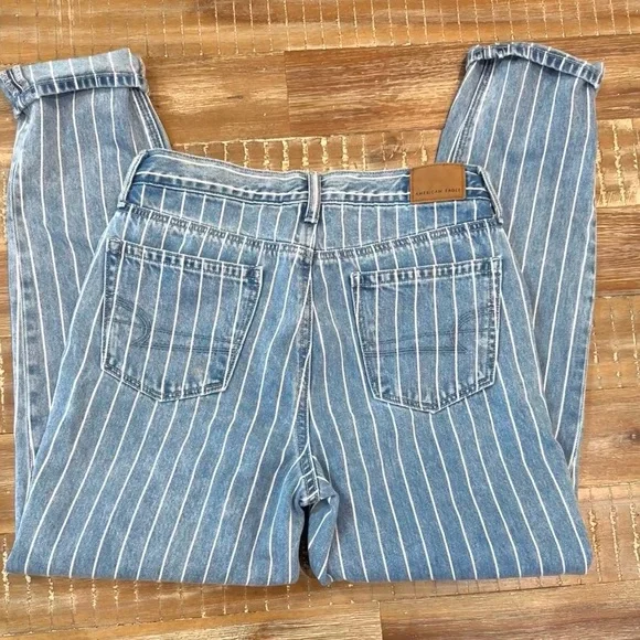 American Eagle Mom Stripe Jeans~Size 0 Regular~Hi Rise - Picture 7 of 9